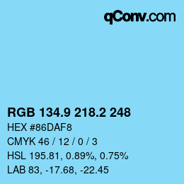 カラーコード: RGB 134.9 218.2 248 | qconv.com