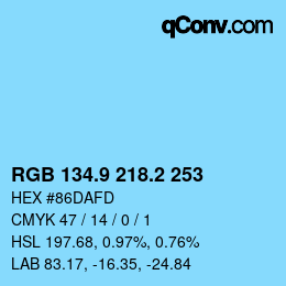 カラーコード: RGB 134.9 218.2 253 | qconv.com