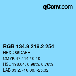 Color code: RGB 134.9 218.2 254 | qconv.com