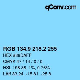Color code: RGB 134.9 218.2 255 | qconv.com