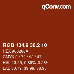 Color code: RGB 134.9 38.2 10 | qconv.com