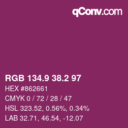 カラーコード: RGB 134.9 38.2 97 | qconv.com