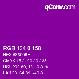 Color code: RGB 134 0 158 | qconv.com