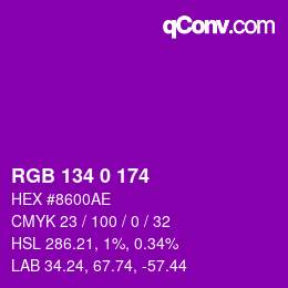 Color code: RGB 134 0 174 | qconv.com