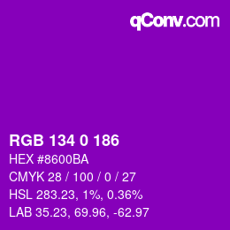 Color code: RGB 134 0 186 | qconv.com