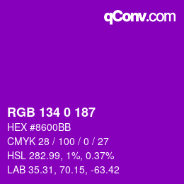 Color code: RGB 134 0 187 | qconv.com