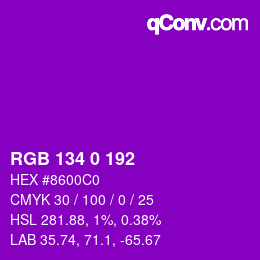 Color code: RGB 134 0 192 | qconv.com