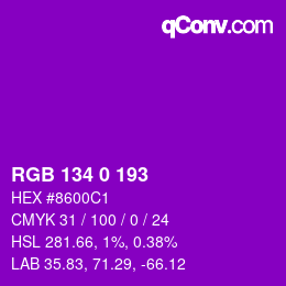 Color code: RGB 134 0 193 | qconv.com