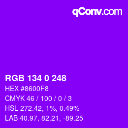 Color code: RGB 134 0 248 | qconv.com