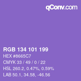 Color code: RGB 134 101 199 | qconv.com