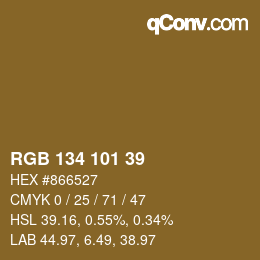 Color code: RGB 134 101 39 | qconv.com