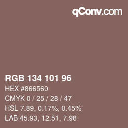 Color code: RGB 134 101 96 | qconv.com