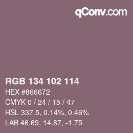 Color code: RGB 134 102 114 | qconv.com