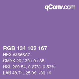 Color code: RGB 134 102 167 | qconv.com