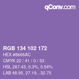 Color code: RGB 134 102 172 | qconv.com