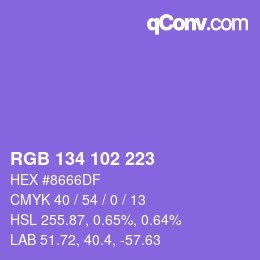 Color code: RGB 134 102 223 | qconv.com