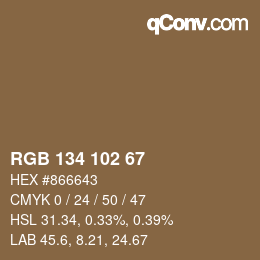 Color code: RGB 134 102 67 | qconv.com