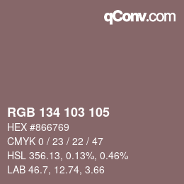Color code: RGB 134 103 105 | qconv.com