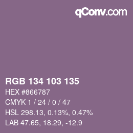 Color code: RGB 134 103 135 | qconv.com