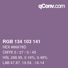 Color code: RGB 134 103 141 | qconv.com