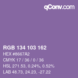 Farbcode: RGB 134 103 162 | qconv.com