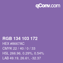 Color code: RGB 134 103 172 | qconv.com
