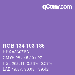 Color code: RGB 134 103 186 | qconv.com