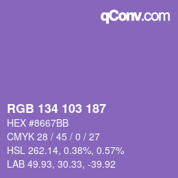 Color code: RGB 134 103 187 | qconv.com