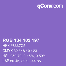 Color code: RGB 134 103 197 | qconv.com