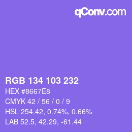 Color code: RGB 134 103 232 | qconv.com