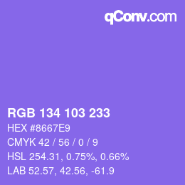 Color code: RGB 134 103 233 | qconv.com