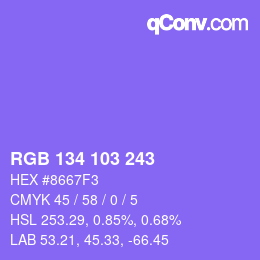 Farbcode: RGB 134 103 243 | qconv.com