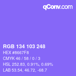 Color code: RGB 134 103 248 | qconv.com