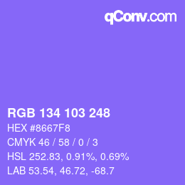 Code couleur: RGB 134 103 248 | qconv.com
