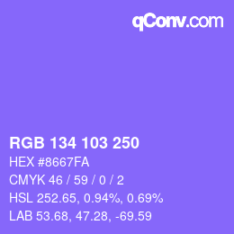 Color code: RGB 134 103 250 | qconv.com