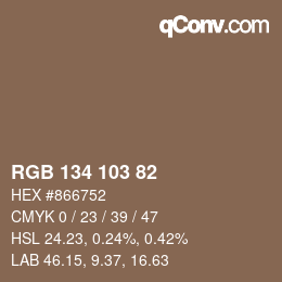 Color code: RGB 134 103 82 | qconv.com