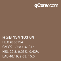 Color code: RGB 134 103 84 | qconv.com