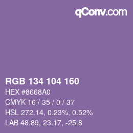 カラーコード: RGB 134 104 160 | qconv.com