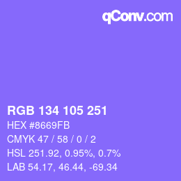 Color code: RGB 134 105 251 | qconv.com
