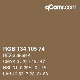 Color code: RGB 134 105 74 | qconv.com