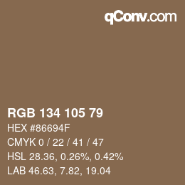 颜色代码: RGB 134 105 79 | qconv.com