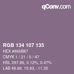 Color code: RGB 134 107 135 | qconv.com