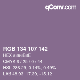 颜色代码: RGB 134 107 142 | qconv.com