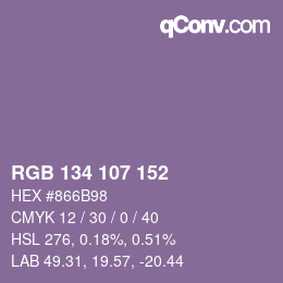 Color code: RGB 134 107 152 | qconv.com