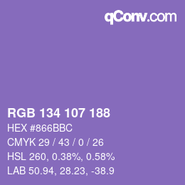 カラーコード: RGB 134 107 188 | qconv.com