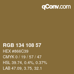 Color code: RGB 134 108 57 | qconv.com