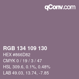 Color code: RGB 134 109 130 | qconv.com