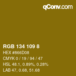 Color code: RGB 134 109 8 | qconv.com