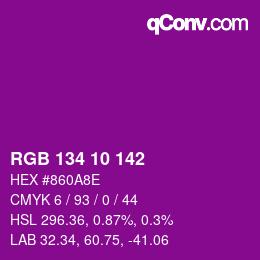 Color code: RGB 134 10 142 | qconv.com