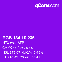 颜色代码: RGB 134 10 235 | qconv.com